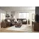 Beryton Espresso Leather 6 Piece Modular Power Reclining Sectional with Storage Console and USB Charging