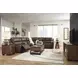 Beryton Espresso Leather 6 Piece Modular Power Reclining Sectional with Storage Console and USB Charging