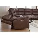 Beryton Espresso Leather 6 Piece Modular Power Reclining Sectional with Storage Console and USB Charging