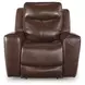 Momentum Moves Mahogany Leather Power Recliner with USB Charging