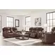 Momentum Moves Mahogany Leather Power Reclining Living Room Set