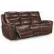 Momentum Moves Mahogany Leather 88" Power Reclining Sofa with USB Charging
