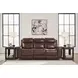 Momentum Moves Mahogany Leather 88" Power Reclining Sofa with USB Charging