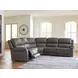 5Z Pendley Anchor Leather 5 Piece Modular Power Reclining Sectional with USB Charging and Heat Massage