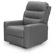 Revival Status Gray Leather Power Recliner with Power Headrest and USB Charging