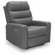 Revival Status Gray Leather Power Recliner with Power Headrest and USB Charging