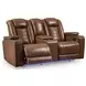 Mestrino Amber Leather 77" Power Reclining Loveseat with Console and USB Charging