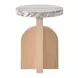 Voyage White and Tech Oak Round Stone Top Riverine Accent Table