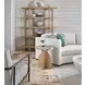 Voyage White and Tech Oak Round Stone Top Riverine Accent Table