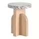 Voyage White and Tech Oak Round Stone Top Riverine Accent Table