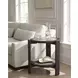Evermont Sable and Dark Gray Round Travertine Top Side Table