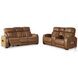 Boyington Caramel Power Reclining Console Loveseat with Adjustable Headrest