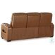 Boyington Caramel Power Reclining Sofa with Adjustable Headrest