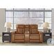 Boyington Caramel Power Reclining Console Loveseat with Adjustable Headrest