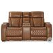 Boyington Caramel Power Reclining Console Loveseat with Adjustable Headrest