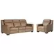 Flexwell Brown Leather Dual Power Reclining Mixon Living Room Set with USB Charging