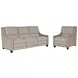 Flexwell Gray Performance Fabric Dual Power Reclining Kelce Living Room Set with USB Charging