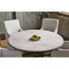 Griffith Park White and Bronze 57" Round Travertine Top Dining Table