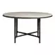 Griffith Park White and Bronze Round Travertine Top Dining Room Set