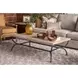 Griffith Park Gray and Oil Rubbed Bronze Rectangular Travertine Top Cocktail Table