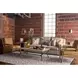 Griffith Park Gray and Oil Rubbed Bronze Rectangular Travertine Top Cocktail Table