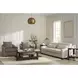 Evermont Sable and Dark Gray Round Travertine Top Side Table