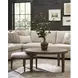 Abode Beige and Boulder Upholstered Round Bunching Ottoman