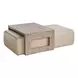 Dwell Aline Beige and Boulder Leather Upholstered Nesting Cocktail Table with Rectangular Ottoman