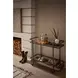 Modern Smoked Bronze and Gray Travertine Top Bar Cart