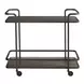 Modern Smoked Bronze and Gray Travertine Top Bar Cart