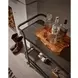 Modern Smoked Bronze and Gray Travertine Top Bar Cart