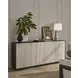 Modern Black and White 4 Door Travertine Stone Credenza