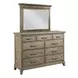 Heritage Timber Sandstone 9 Drawer Westwood Bureau with Rectangular Mirror
