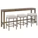 Montclair Brindle and Smoked Gold Rectangular Travertine Top Console Table with Stools