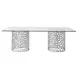 Oasis Antique Nickel 100" Rectangular Glass Top Dining Table