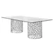 Oasis Antique Nickel 100" Rectangular Glass Top Dining Table