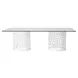 Oasis White 100" Rectangular Glass Top Dining Table