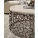 Oasis Antique Nickel Round Quartz Top Cocktail Table