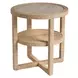 Azure Abaca and Travertine Round Side Table