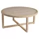 Azure Abaca and Travertine Round Cocktail Table