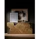Modern Antique Nickel and Light Emperador Rectangular Stone Top Console Table
