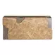 Modern Antique Nickel and Light Emperador Rectangular Stone Top Console Table