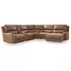 Silverbrooke Caramel Leather 6 Piece Modular Power Reclining Sectional with RAF Chaise and USB Charging