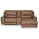 Silverbrooke Caramel Leather 3 Piece Modular Power Reclining Sectional with RAF Chaise and USB Charging