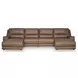 Silverbrooke Caramel Leather 4 Piece Modular Reclining Sectional with Double Chaise and USB Charging