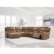 Silverbrooke Caramel Leather 6 Piece Modular Power Reclining Sectional with USB Charging and Storage Console