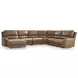 Silverbrooke Caramel Leather 6 Piece Modular Reclining Sectional with LAF Chaise and USB Charging