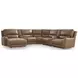Silverbrooke Caramel Leather 7 Piece Modular Reclining Sectional with Chaise and USB Charging