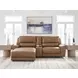 Silverbrooke Caramel Leather 3 Piece Modular Power Reclining Sectional with LAF Chaise and USB Charging