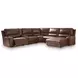 Silverbrooke Canyon Leather 6 Piece Modular Power Reclining Sectional with RAF Chaise and USB Charging